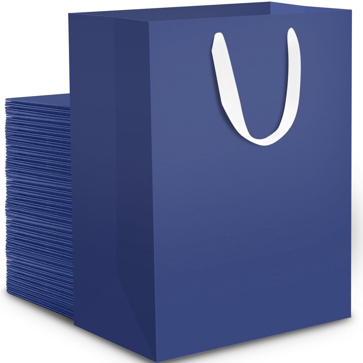 Omgoods - 50 Donkerblauwe Papieren Cadeautassen - 15x6x20cm - Luxe Gift Bags voor Mannen