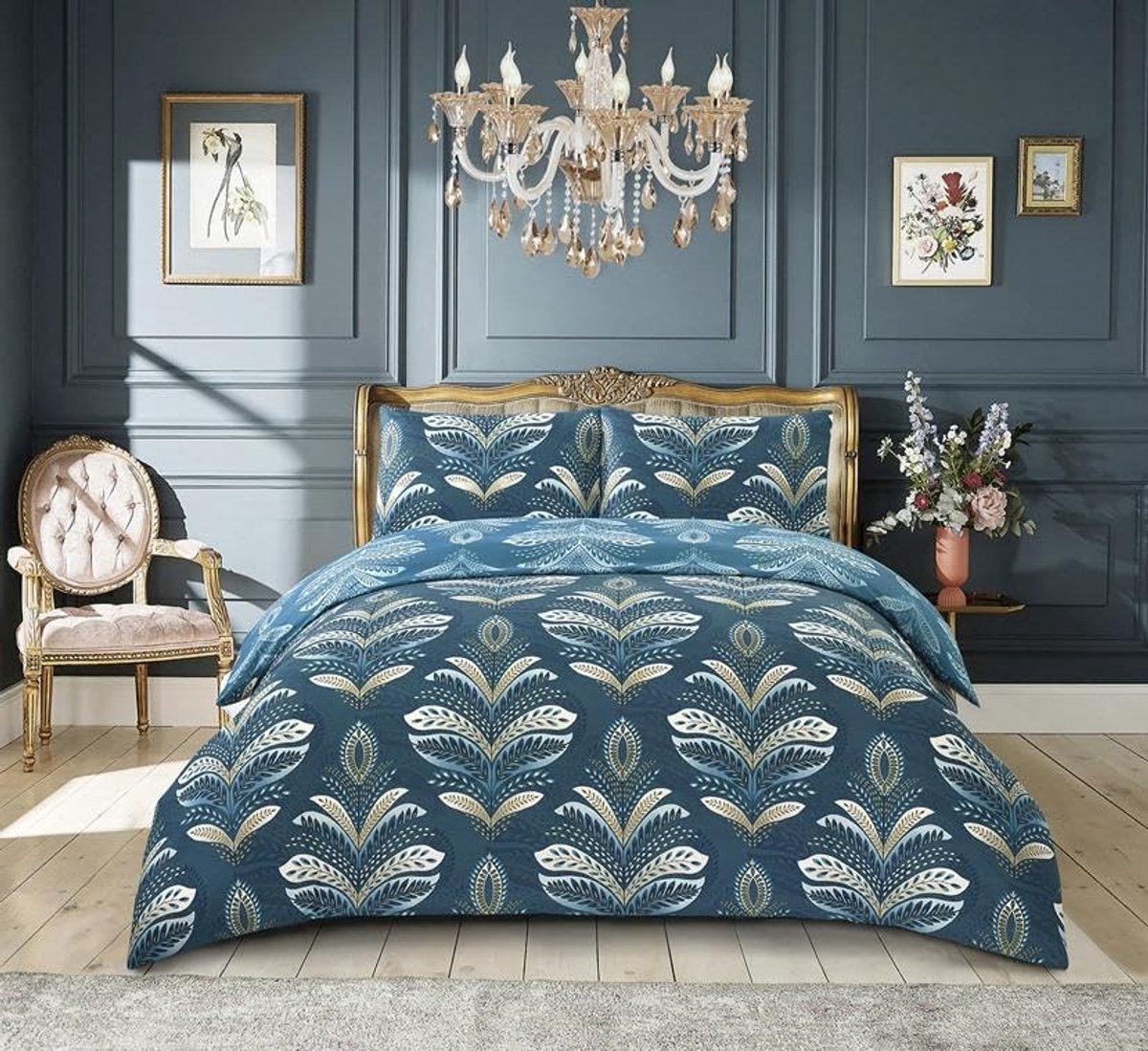 Omgoods - 4-delige Dekbedovertrekset - Jasmine Teal, Hypoallergeen en Onderhoudsvriendelijk