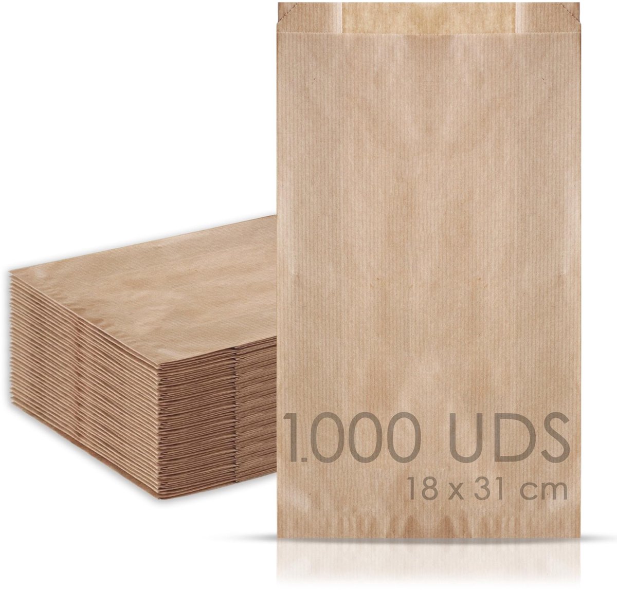 Omgoods - 1000 Kraft Papieren Zakjes voor Brood, Snoep en Geschenken - 18 + 7 x 31 cm