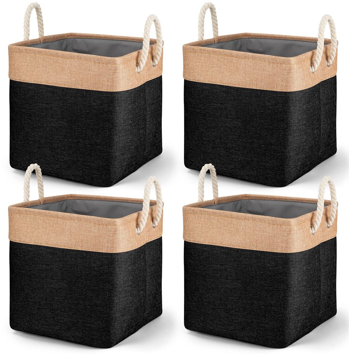 Omgoods - 4 Stuks Grote Opbergmanden - Vouwbare Stofopbergdozen met Handvatten