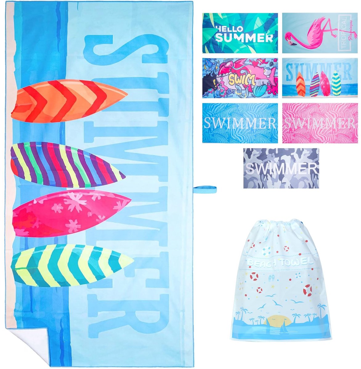 Omgoods - Grote Strandlaken, Microvezel, 180 x 90 cm, Sneldrogend, voor Strand en Pool