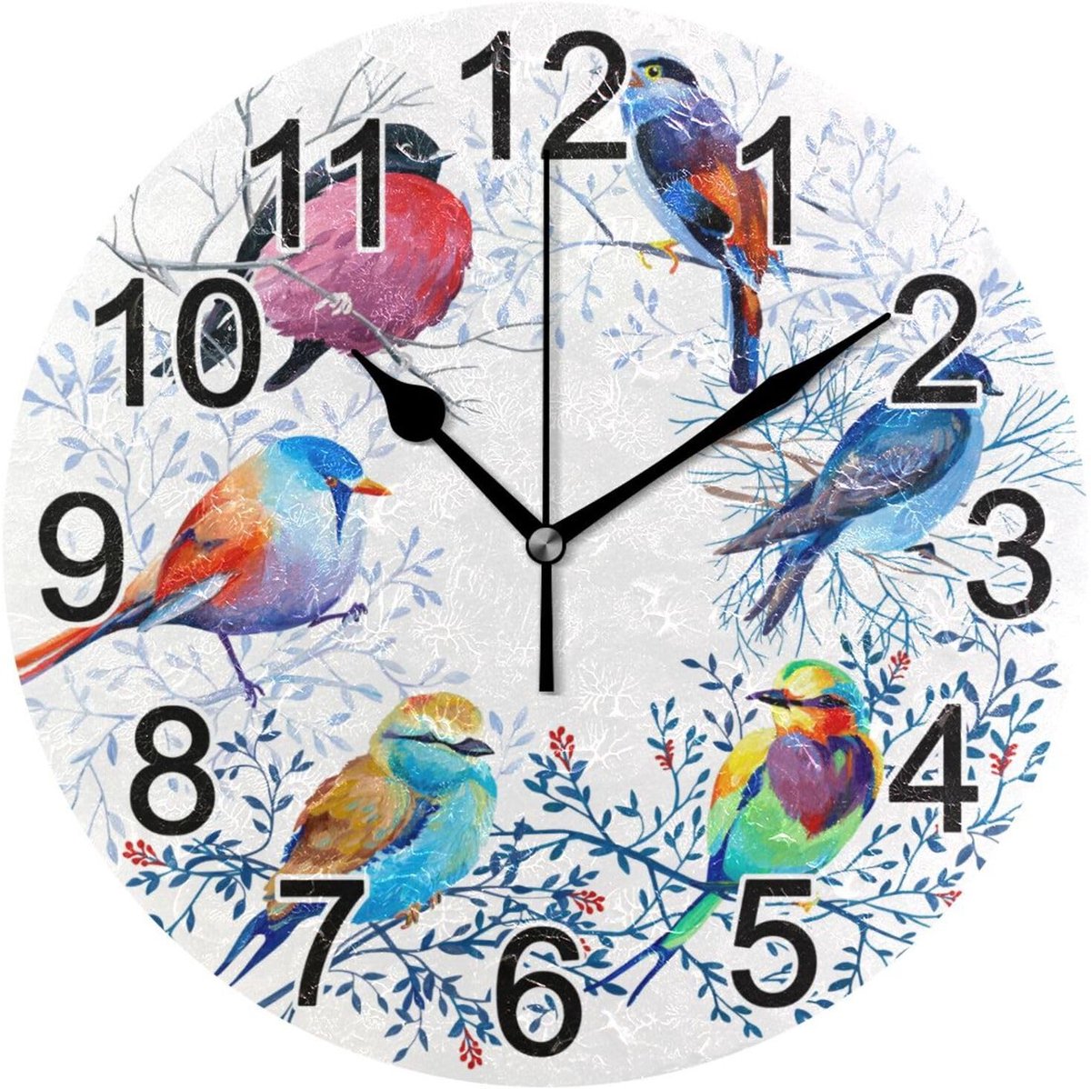 Omgoods - Wandklok met Vogels op Takken - Stille Decoratieve Klok voor Thuis