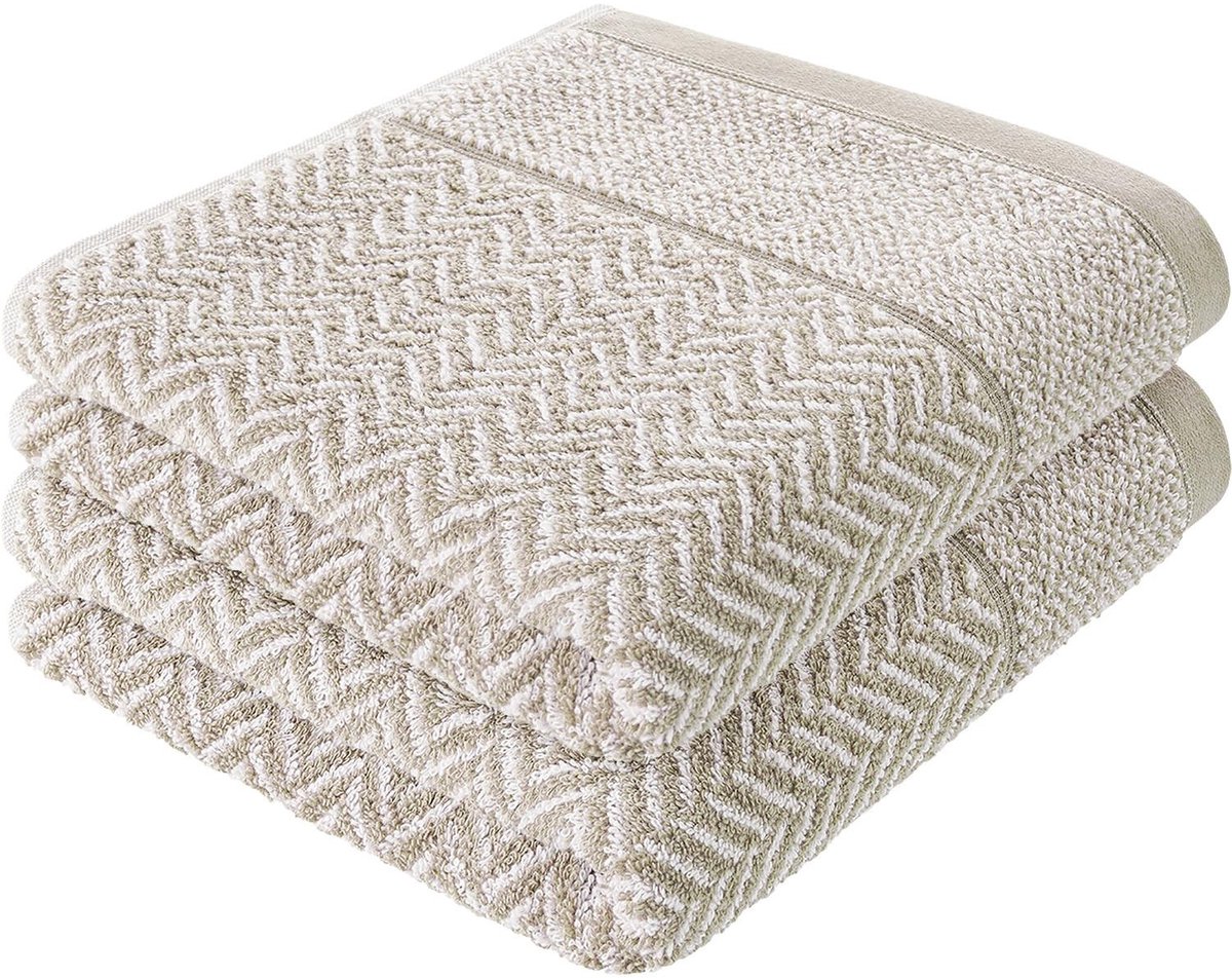 Omgoods - Douchhanddoekenset van 2 Stuks, 100% Katoen, 70x140 cm, Zandgrijs