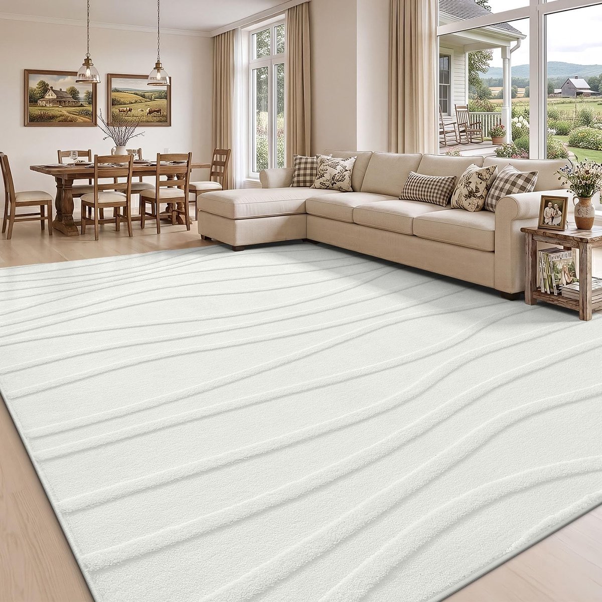 Omgoods - Luxe Zachte Pluche Golven Tapijt 120x160cm - Antislip en Wasbaar voor Woonkamer en Kinderkamer