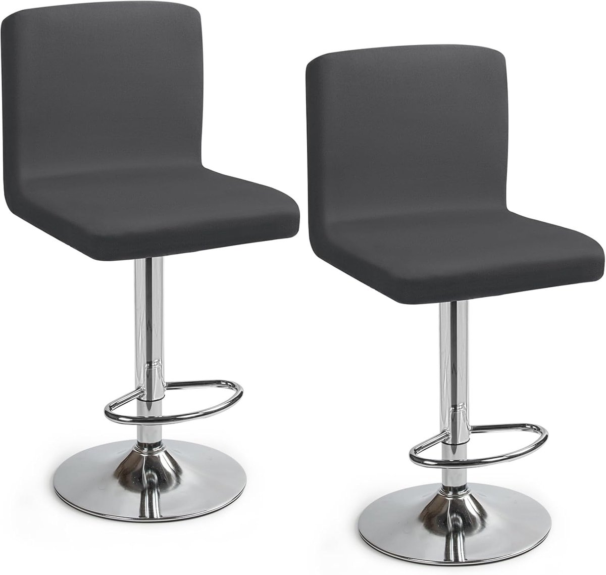 Set van 2 Barkruk Stoelhoezen met Rugleuning Stretch Stoelhoes Eetkamerstoelhoezen Verwijderbare Wasbare Stoelhoezen voor Keuken, Ontbijtbalie, Barkrukken, Café (Donkergrijs, Set van 2)