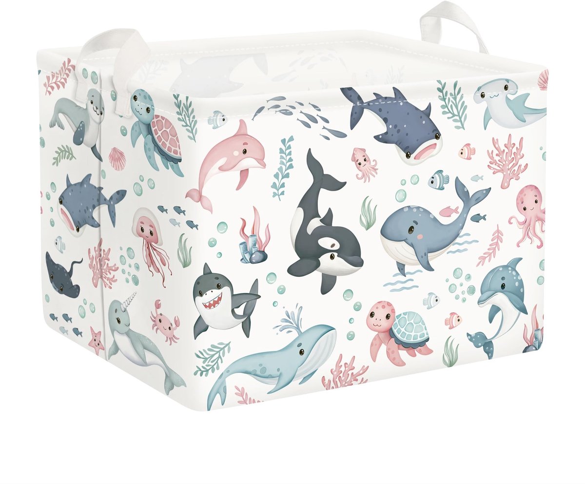Omgoods - Opvouwbare Wasmand met Zee Dieren Print