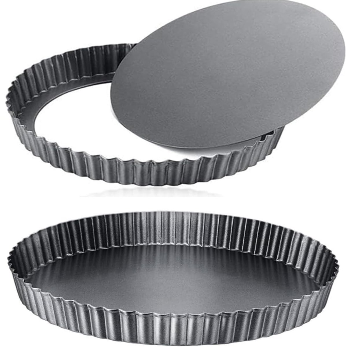 Omgoods - Set van 2 Quiche Pannen 22 cm - Anti-aanbaklaag en Losse Basis