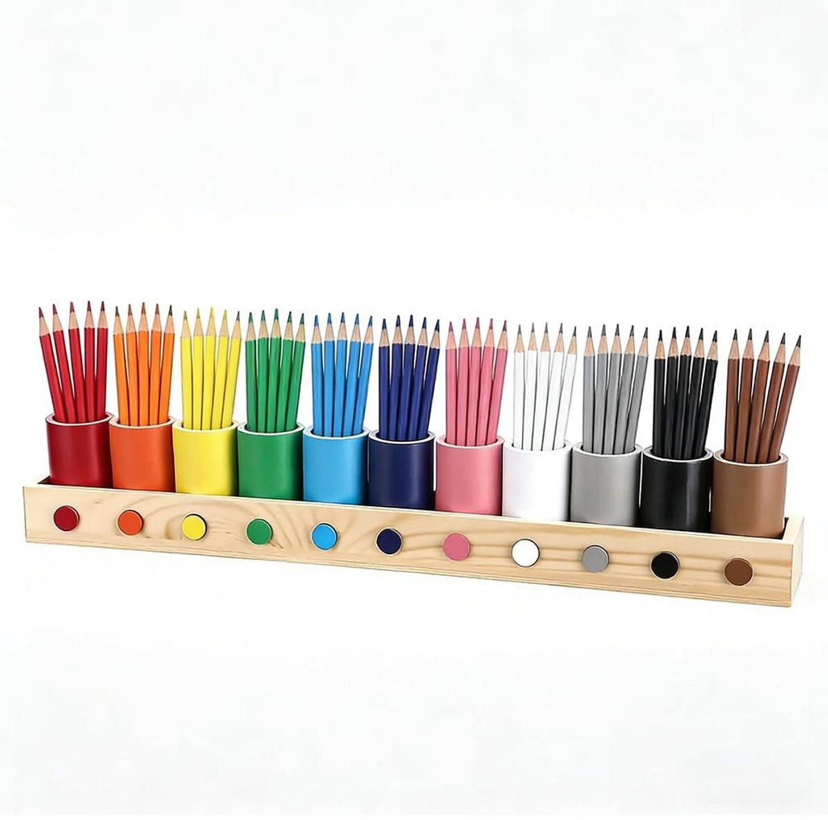 Omgoods - Houten Kleurpotlood Houder met 11 Compartimenten - Desk Organizer voor School en Kantoor