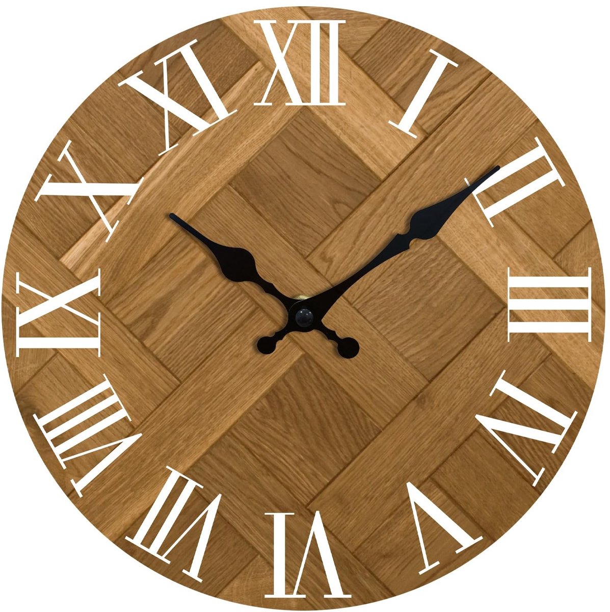 Omgoods - Wandklok met Romeinse Cijfers - Stille Batterij Aangedreven Vintage 10 Inch (Bruin, Wit)