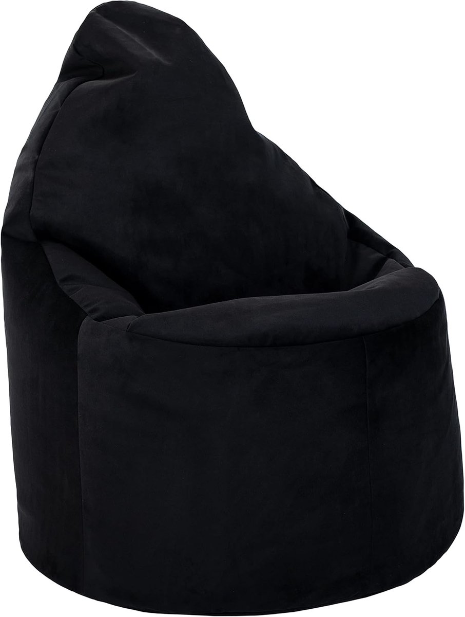 25 Capriccio Velvet Bean Bag Chair | Indoor Home Woonkamer Premium Zitzak Stoel | Ergonomisch Ontwerp voor Lichaamsondersteuning | Duurzaam en Comfortabel (Black, Zitzak)