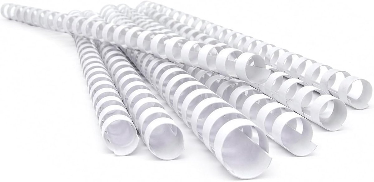 Bindruggen 25 mm A4 wit, verpakking van 50, 21-rings rug, bindt tot 225 vellen - 8000845