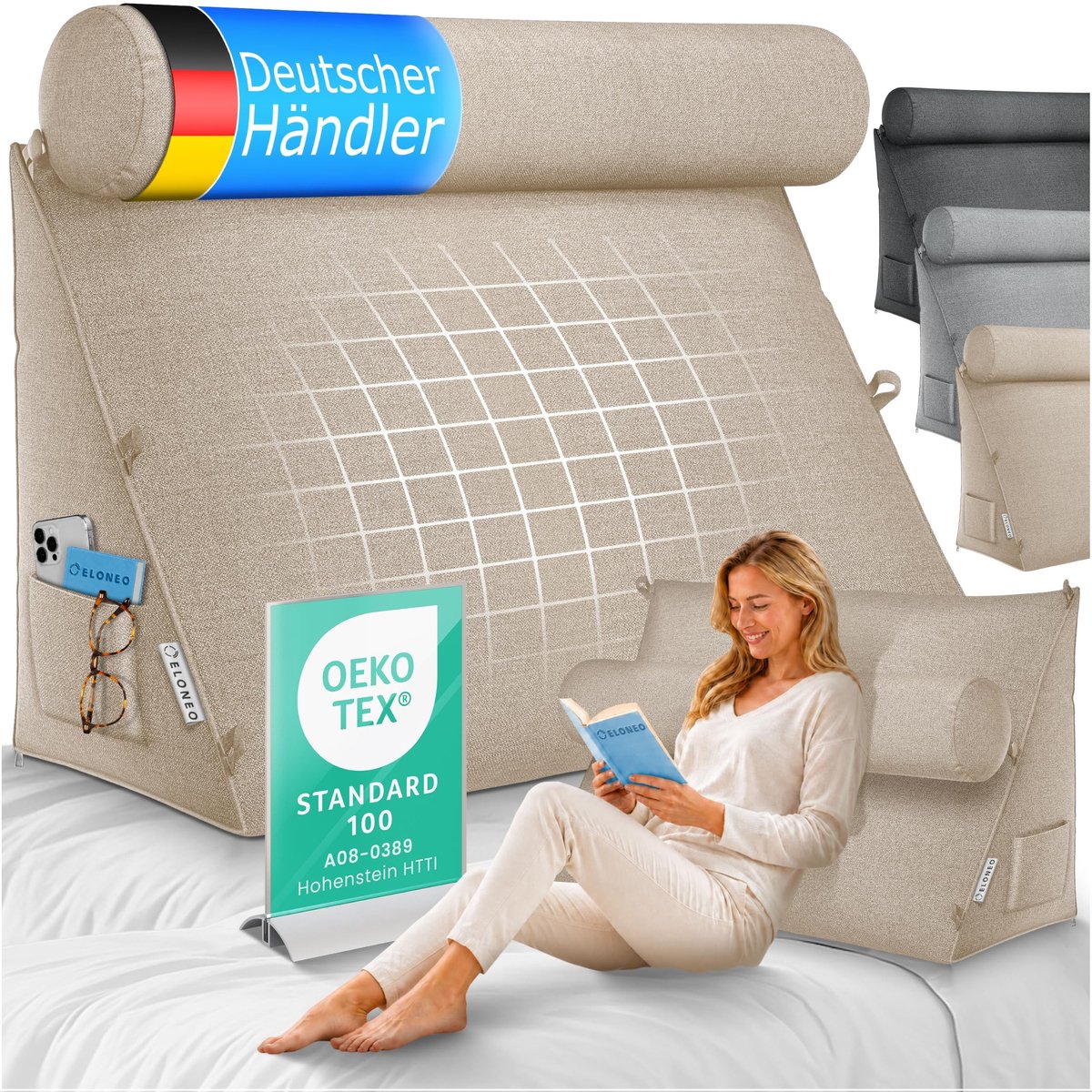 Omgoods - Back Cushion met Verstelbare Neksteun - Wedge Kussen voor Bed en Bank
