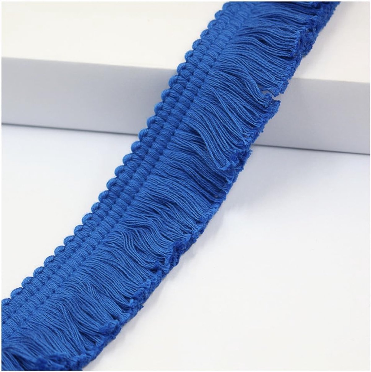 katoenen kantband 3,8 cm franjerand kantrand kantrand banden franjerand kwastenrand voor kleding gordijn naaien knutselaccessoires tafelkleed kussendecoratie woonaccessoires saffierblauw 2m