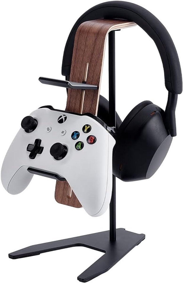 Omgoods - Hoofdtelefoonstandaard van Hout en Aluminium voor Gaming en Bureaugebruik