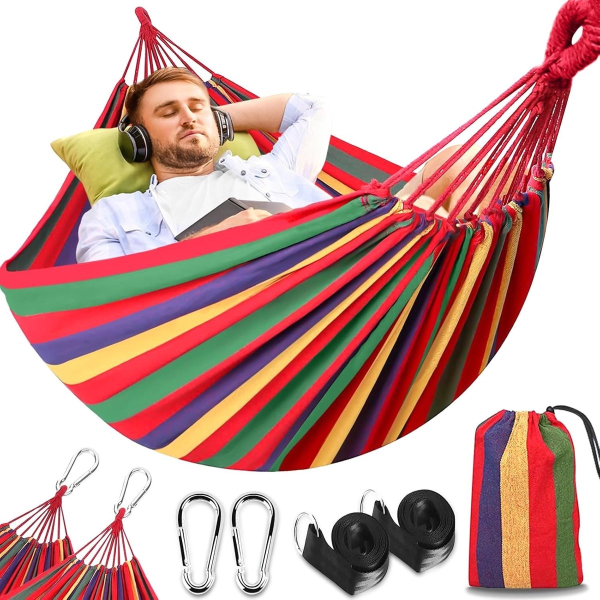 Omgoods - Outdoor Katoenen Hangmat - 230 x 150 cm, Draagvermogen tot 270 kg