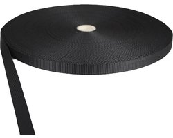 tukan-tex Gordelband polypropyleen zwart 15mm breed - 50 meter lengte / 1,5 cm breedte (€ 0,27 / meter)