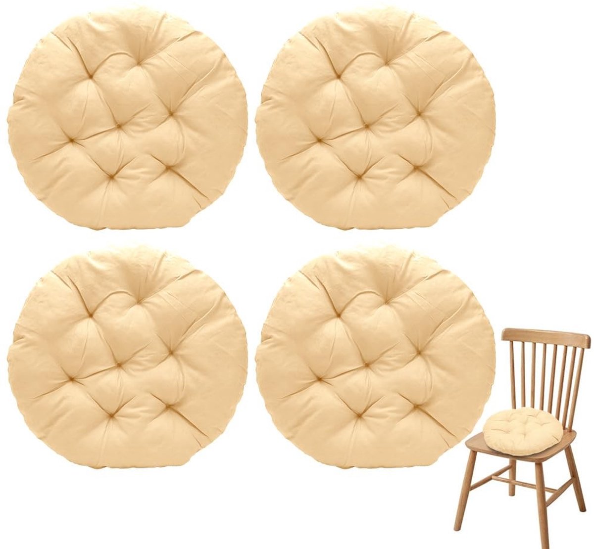 Omgoods - Set van 4 Ronde Stoelkussens 40 x 40 cm