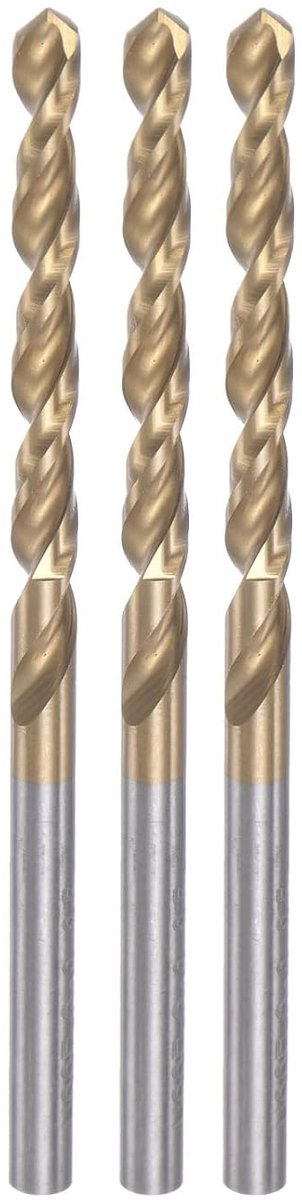 sourcing map 3 stuks gedraaide boorkronen 3,5 mm titanium gecoat (HSS-E) M42 snelstaal 8% kobalt rechte schacht voor roestvrij staal aluminiumlegering metaal