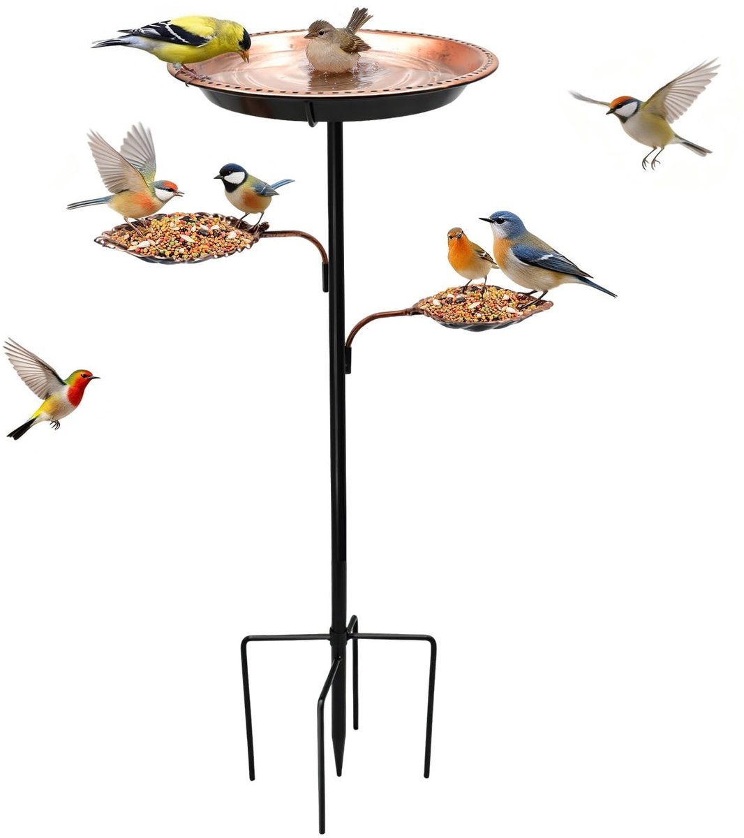 Omgoods - 2-in-1 Vogelbad en Voederstation - Buiten Decoratie voor Vogels