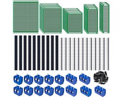 78 Piece Perforated Grid Board Kit, 21 Double-Sided PCB Board, Perforated Board, 22 Pieces, Male Female 40 Tiller Header, 15 Pieces 2P & 3P Screw Terminal with 20 Tablets Nylon Column