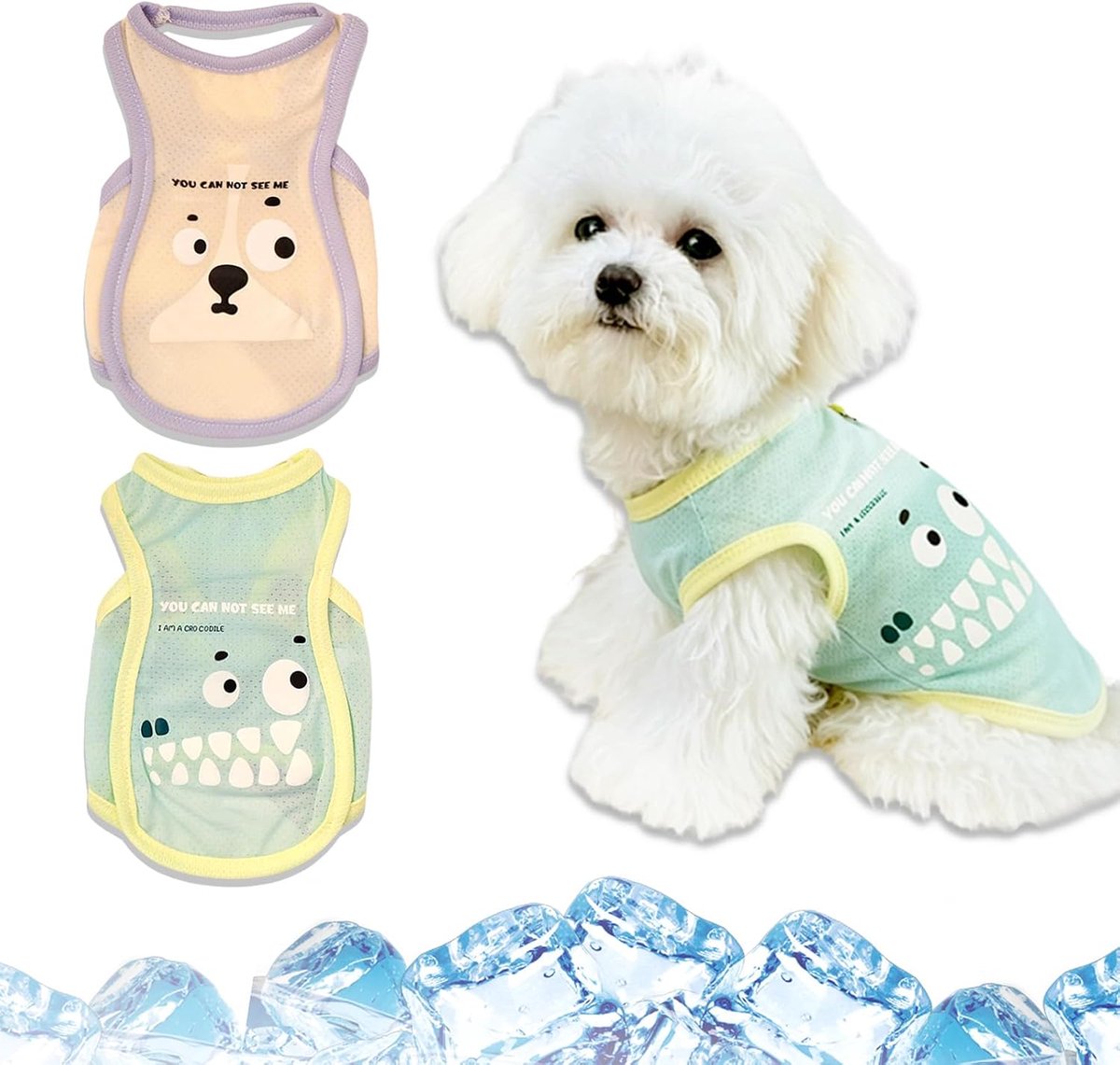 2 stuks ademend koelvest voor honden, zomerijs, koelvest voor honden, 2,5-3 kg, M (borst 40 cm, rug 30 cm), voor de zomer in open lucht, 2 stuks