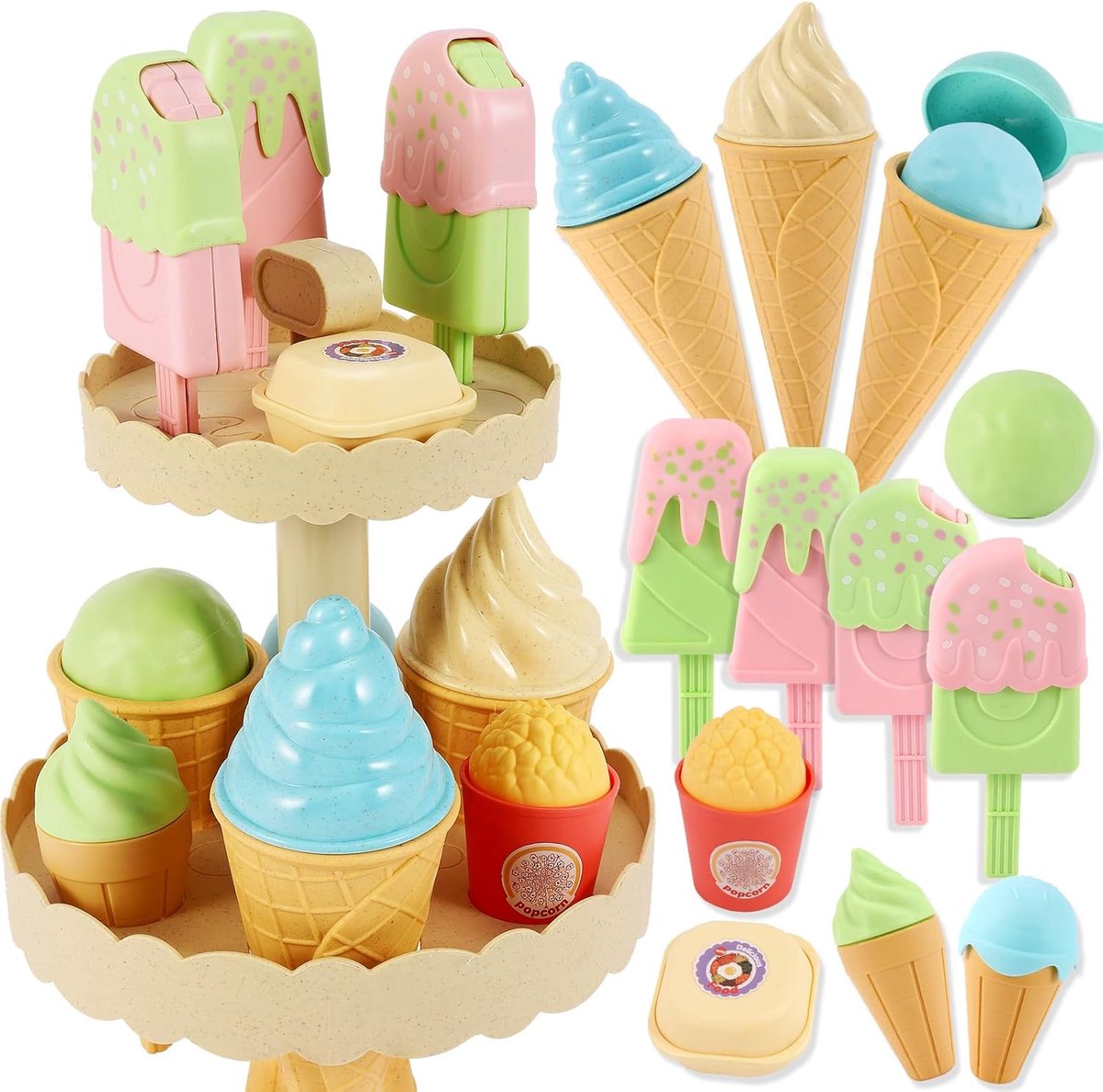 Speelgoed Ijslolly Speelvoedsel Sets voor Kinderen Keuken 3 4 5+ Jaar Oud Speelgoed Keuken Accessoires Doe-het-zelf Rolspel Ijswinkel Speelgoed voor Kinderen Peuter Meisjes Jongens