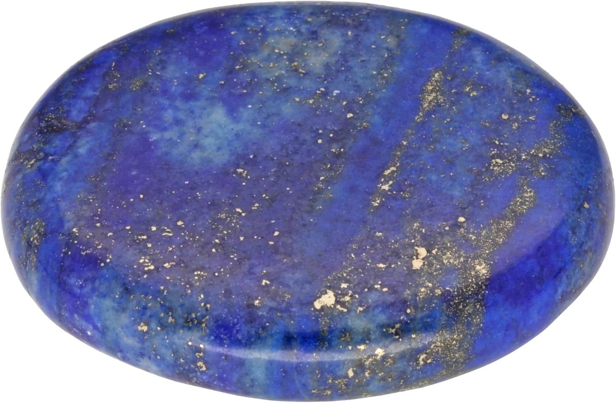 Lazuli edelsteen schijfsteen 3-5 cm + edelsteenkaart | Incl. Edelsteen kaart | plat & gepolijst - voor de broekzak | Ideaal als cadeau