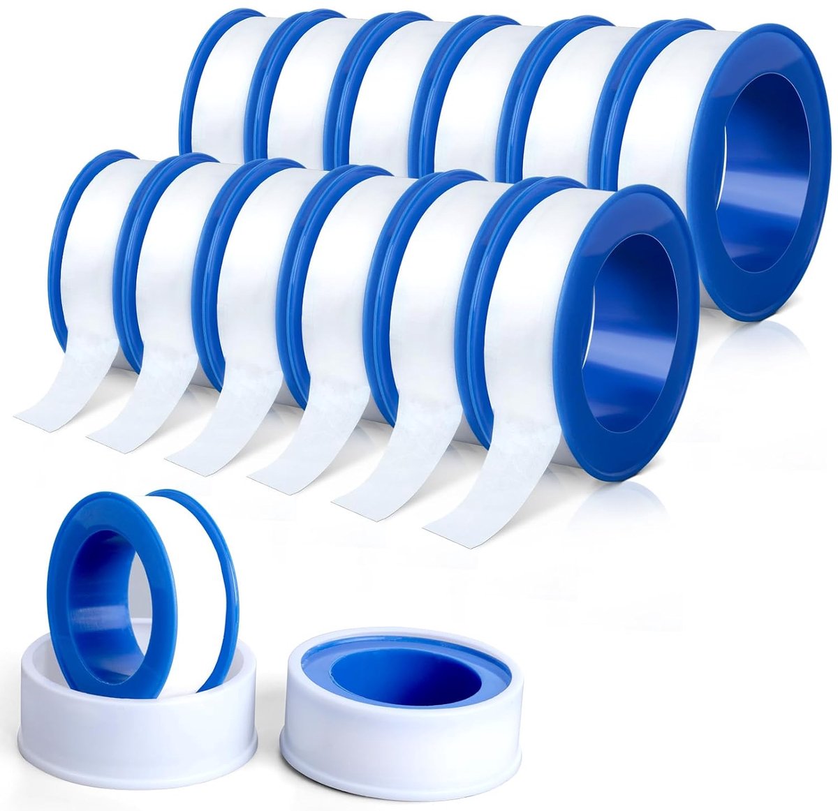 12 rollen teflontape, schroefdraadafdichtingstape, 10 m x 13 mm, PTFE afdichtingstape, PTFE-band, schroefdraad, afdichtband voor zwembad, keuken, industrie, wit
