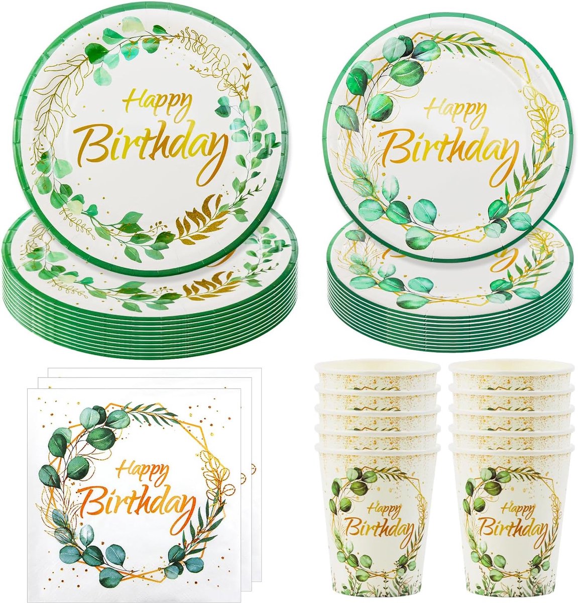 partyserviesset, 50 stuks feestdecoraties, bekers en papieren servetten, servies voor verlovingsfeesten, meisjes, jongens, babyshower, bruiloft