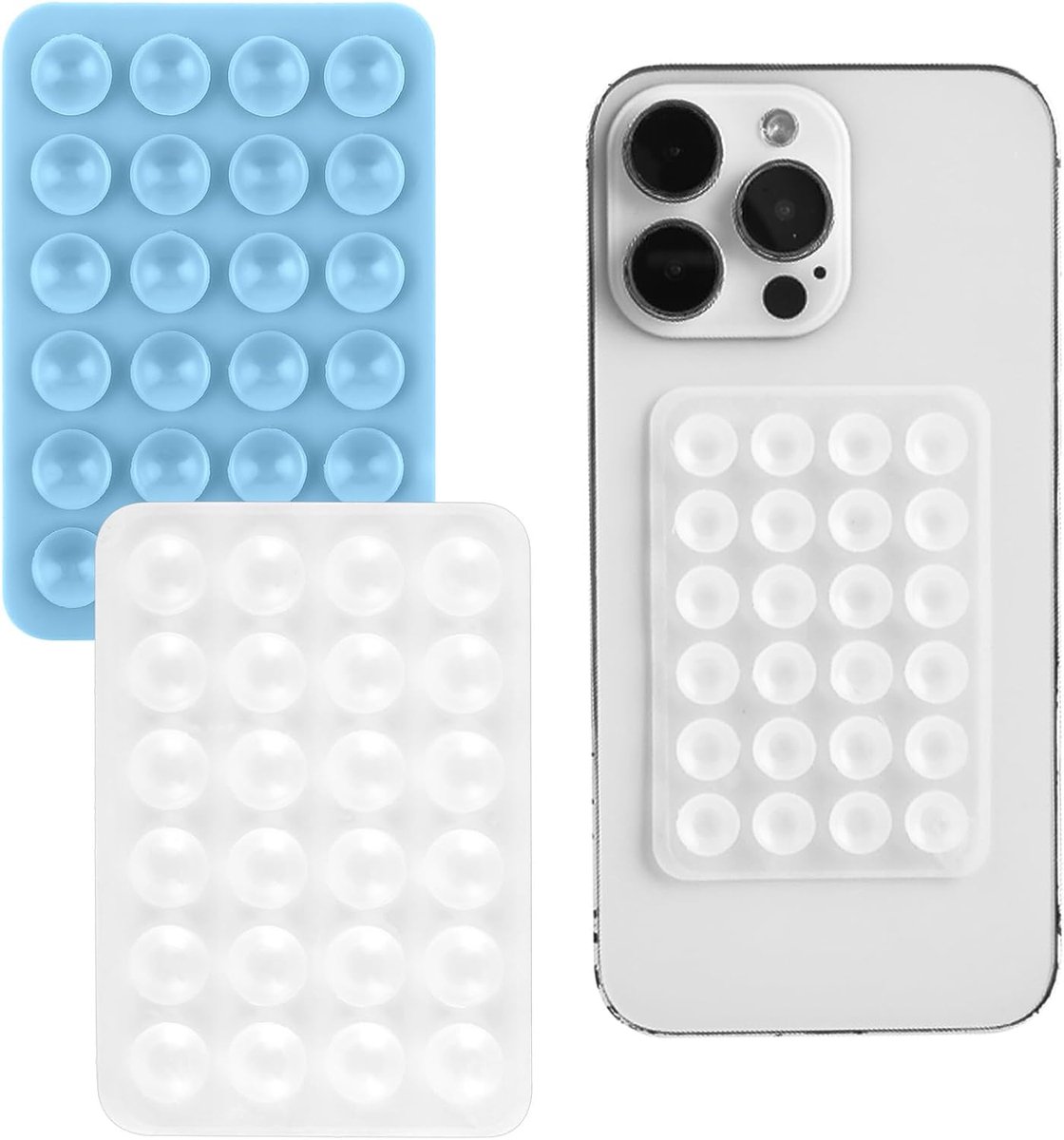 2 stuks siliconen telefoonhouder met zuignap, extra sterke zuignappen, zuignaphouder, handsfree houder voor alle mobiele telefoonmodellen, selfies en video's
