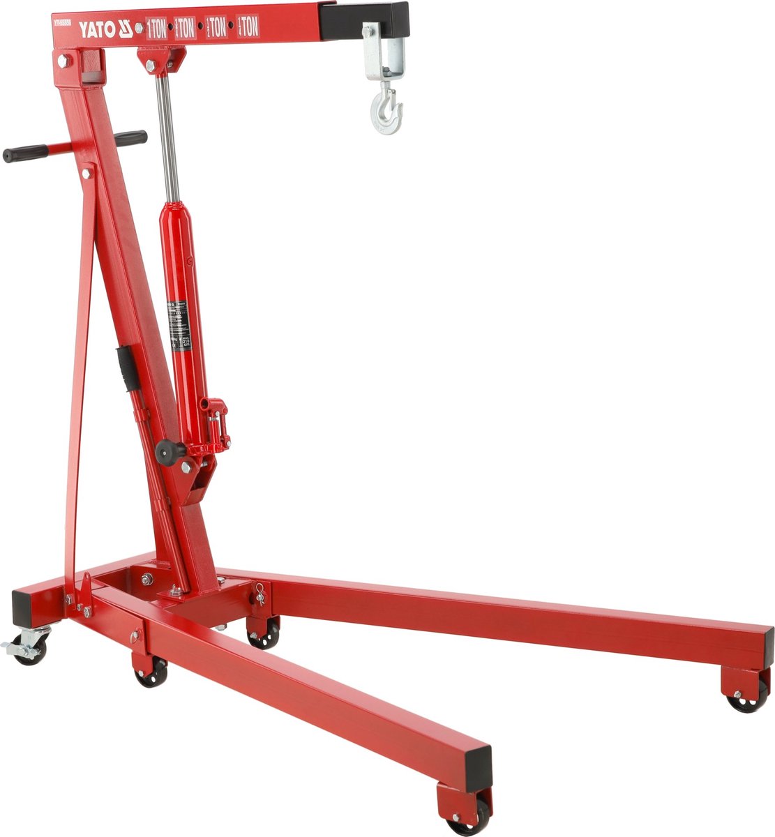 Professionele Werkplaatskraan / Motortakel – 1000 kg – Inklapbaar – Maximale Hefhoogte 210 cm – Met 6 Metalen Wielen
