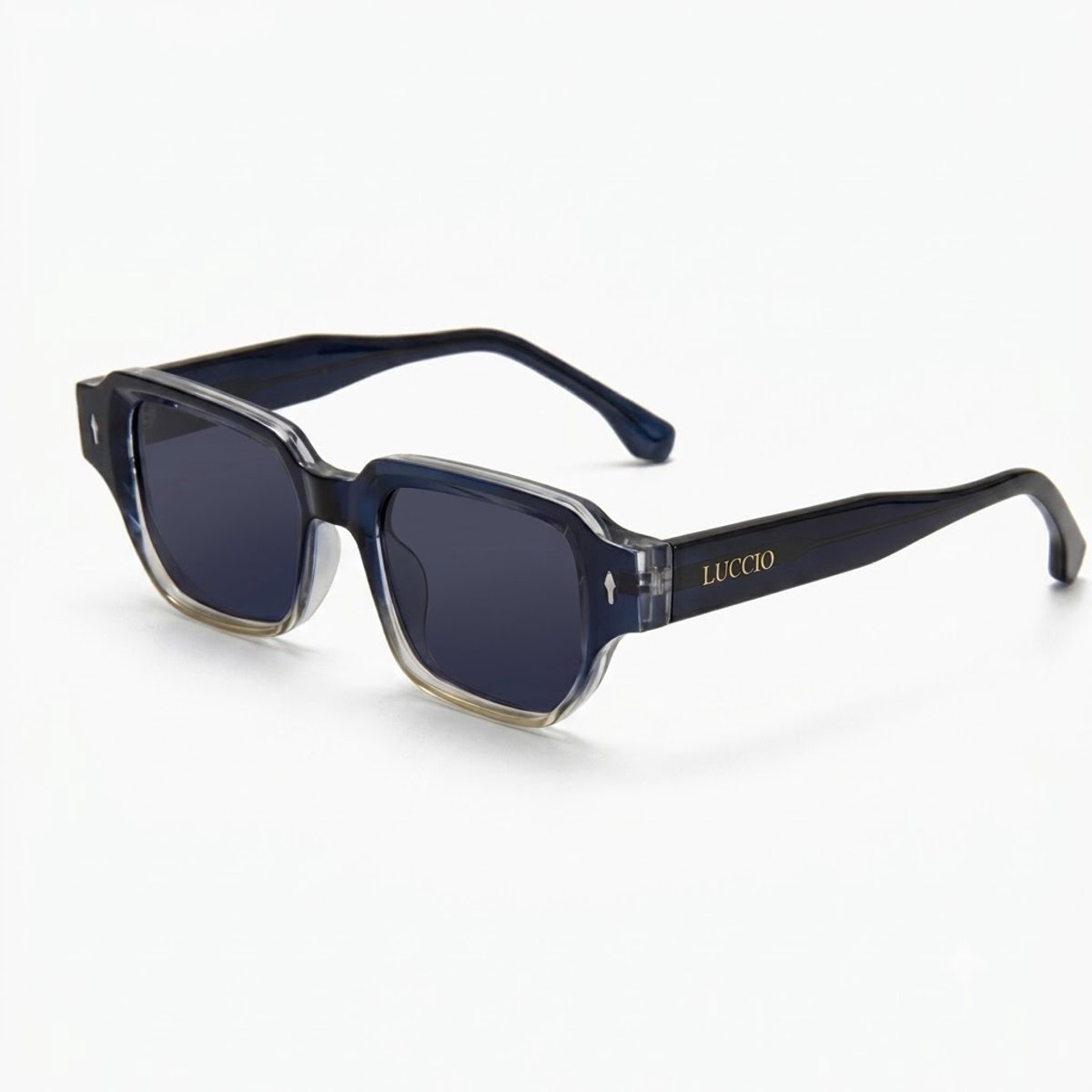 LUCCIO Navy Square - Festival Zonnebril Heren & Dames - Dik Frame - UV400