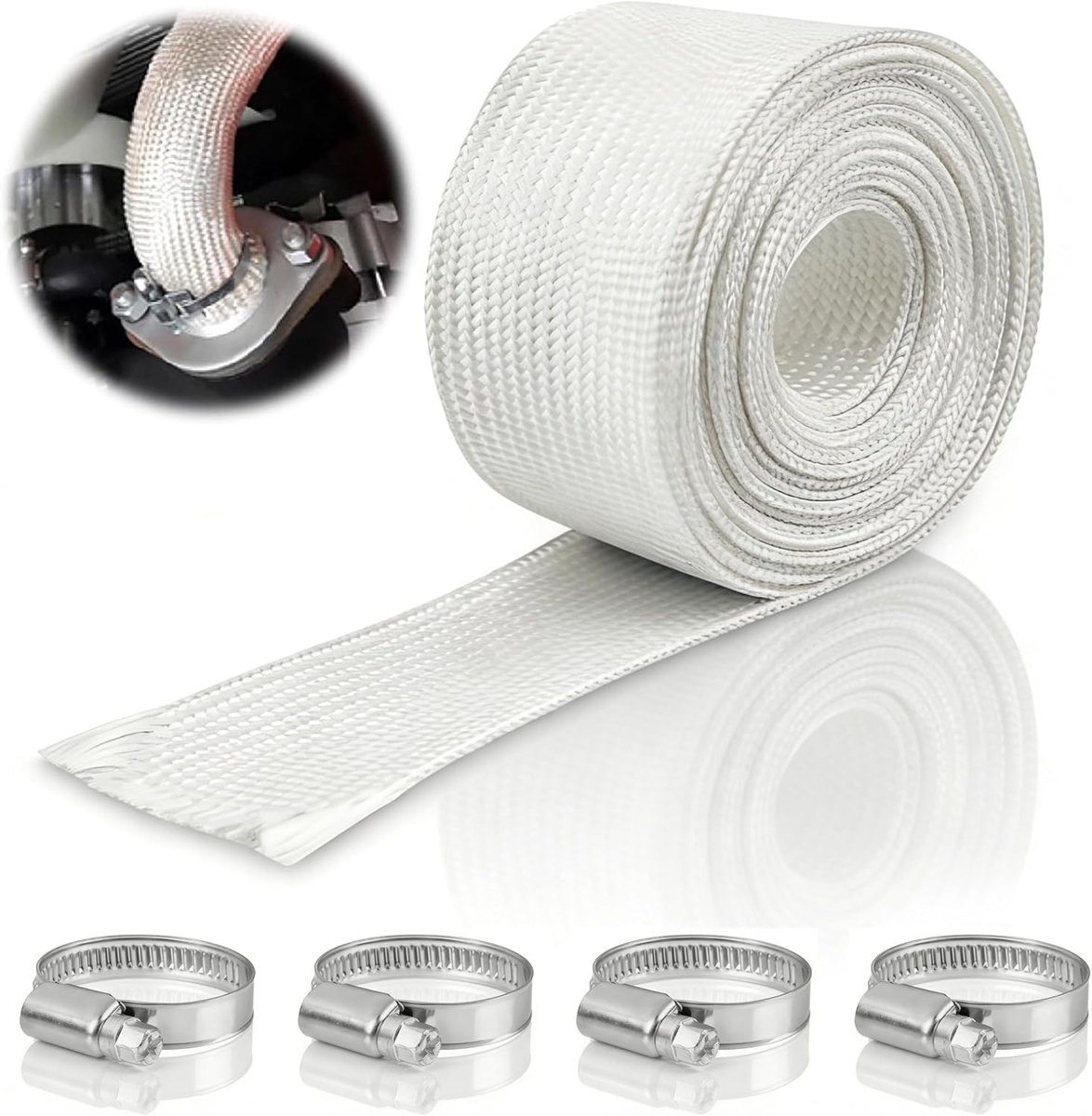 2 meter glasvezel Heat Sleeve uitlaatslang, 25 mm, hittebestendige staande verwarming, hulsslang voor stroomgenerator, noodstroomaggregaat, uitlaatpijp, staande verwarming, hittebeschermingsslang