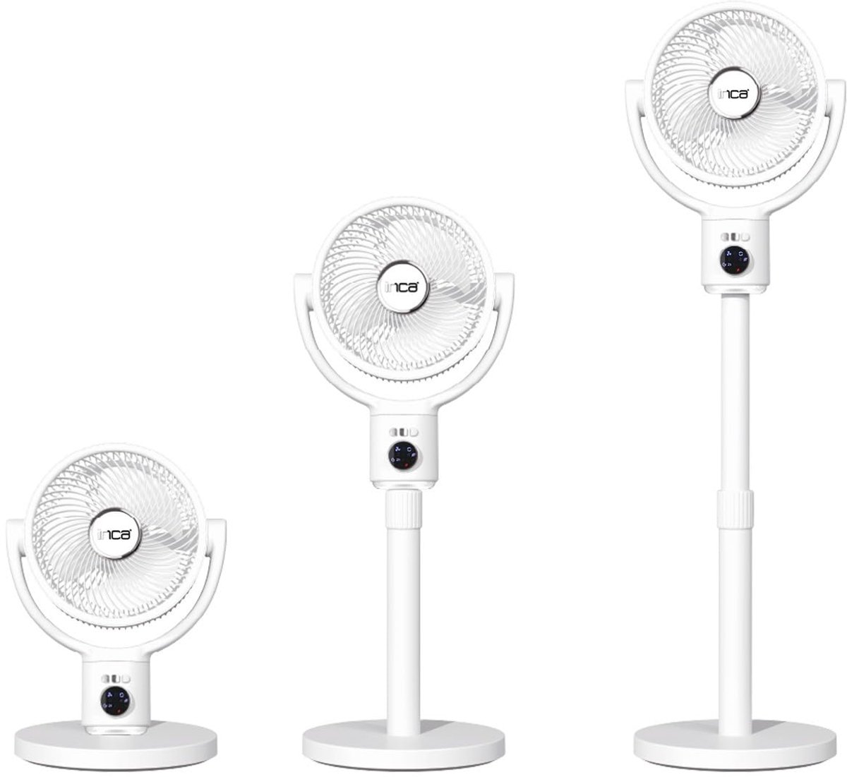 SnelShoppen - İnca IAF-01B Staande Ventilator met 9000 mAh Accu, LED-Bedieningspaneel, Stille BLDC-Motor, 5 Standen, Oscillatie, Hoogte Verstelbaar, A