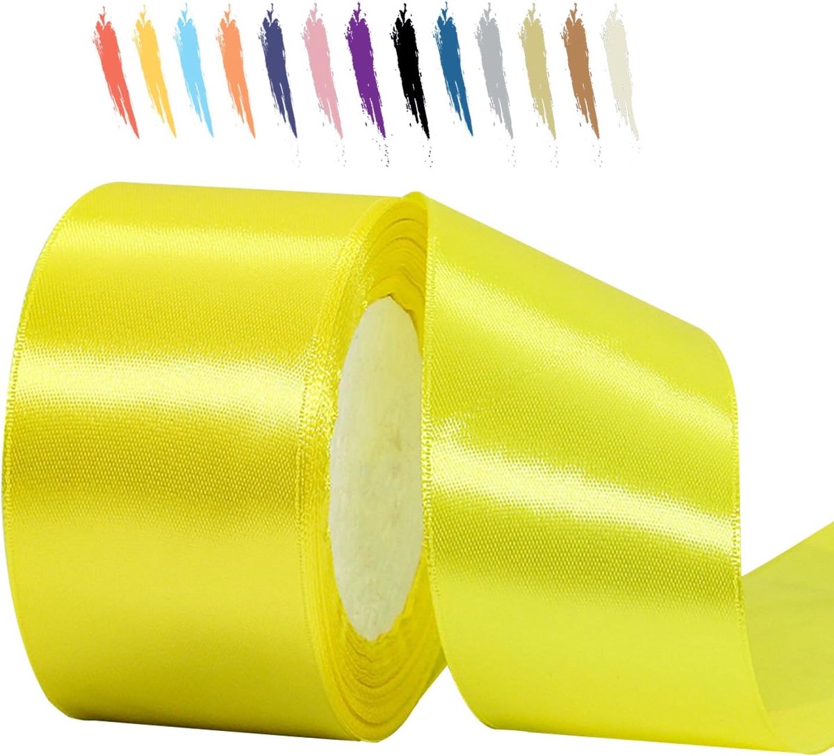 50mm Citroen Geel Satijnen Lint,25 Meters Decoratie Zijden Linten,Breed Lint,Cadeaulint,Autolint,voor Feest, Bruiloft, Verjaardag,Valentijn Party