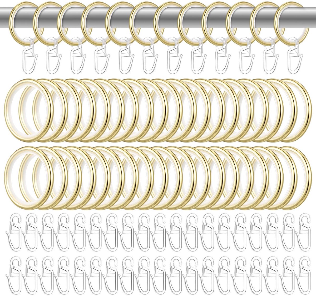 Omgoods - 50 Stuks Metalen Gordijnringen Goud 27 mm - Ideaal Voor Gordijnen