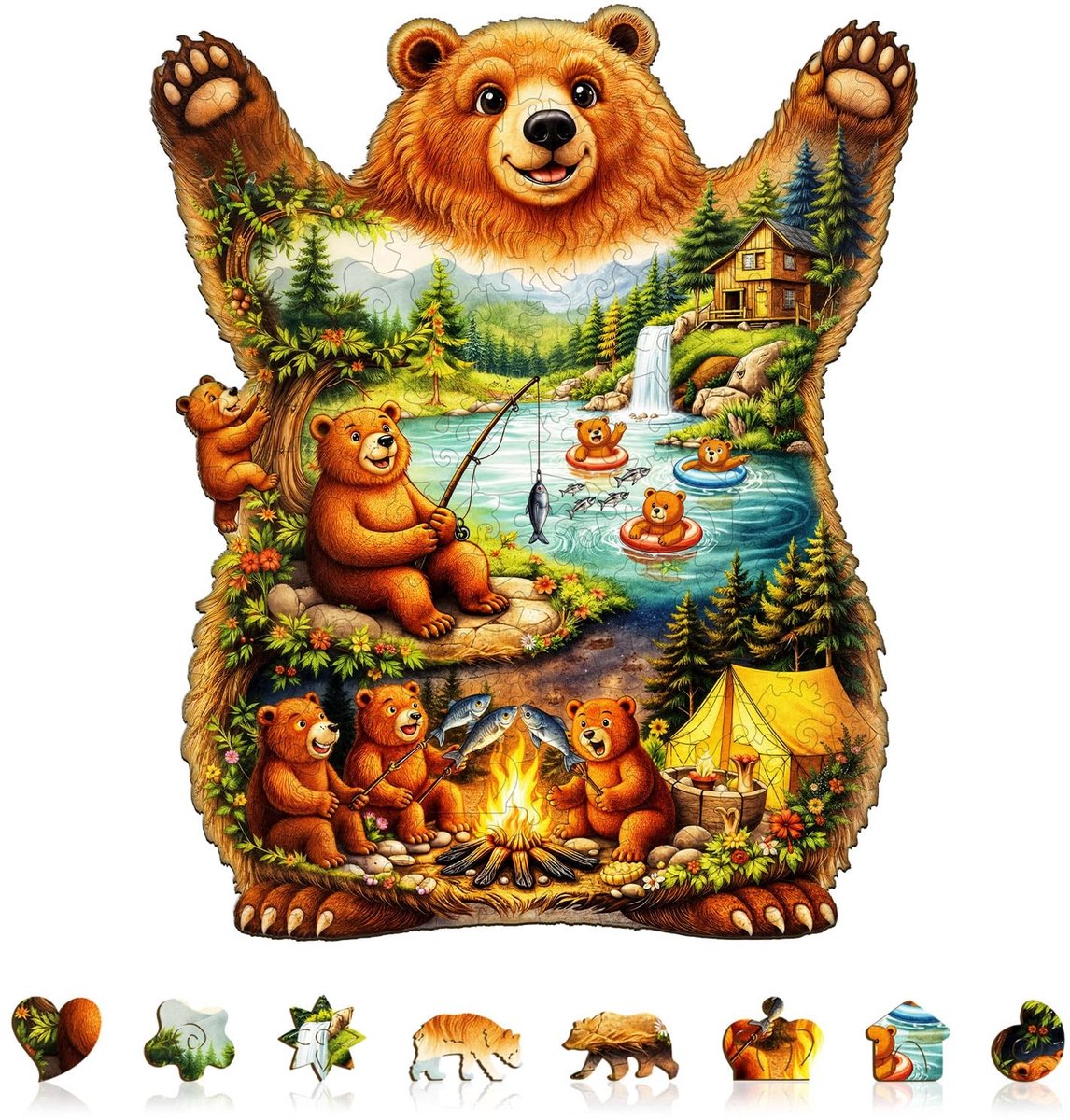 Omgoods - Houten Puzzel voor Volwassenen, Leven van de Beren, 29 x 23,8 cm