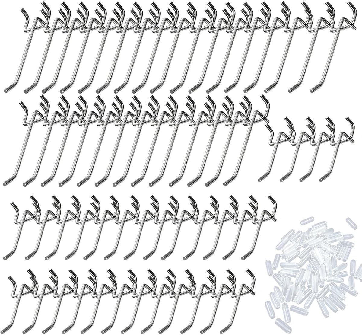 Haken, gatenwandhaken, gereedschapswand, gatafstand 2,8 cm, gatplaat, gereedschapswand, metalen steekbordhaken voor werkplaats, met haakkap, voor supermarktplanken