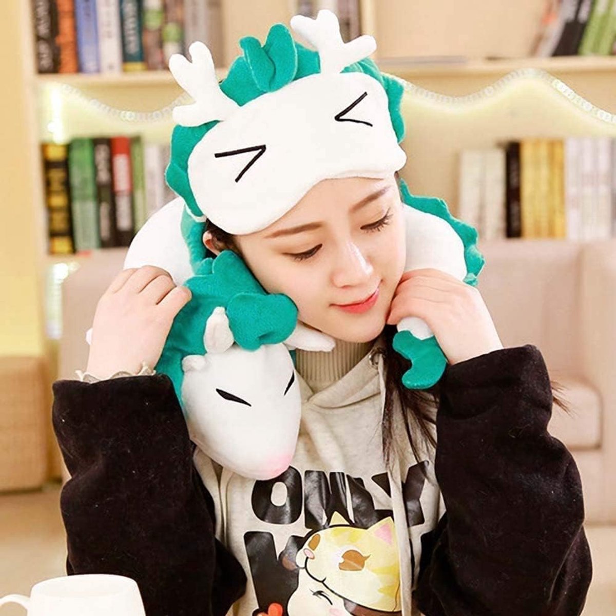 nekkussen draak White Dragon pluche dier Kinder reis nekkussen, Schattige Kawaii draak knuffel voor Kerstmis verjaardagscadeau