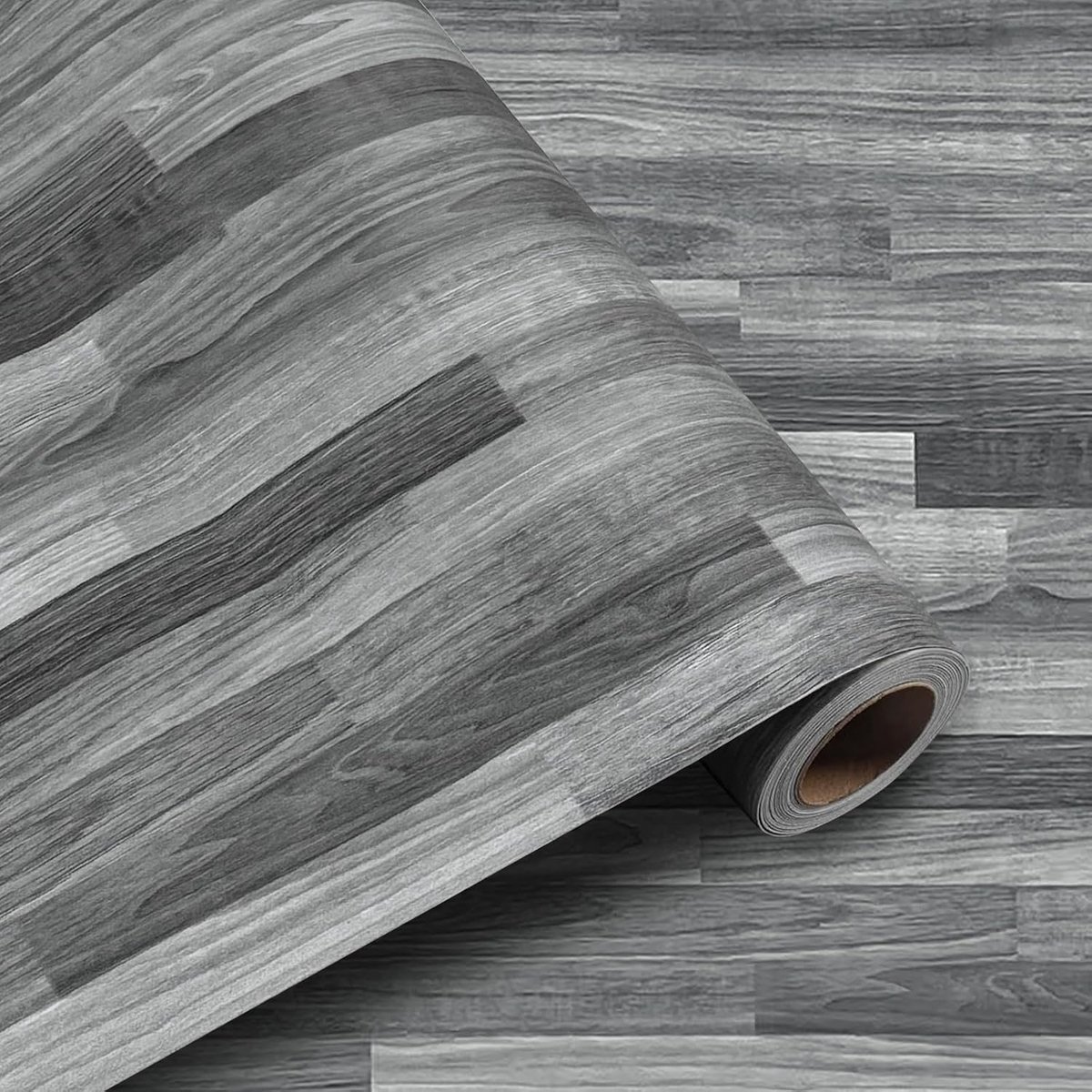 Vinylvloer, zelfklevend, pvc-vloerbedekking, zelfklevende tegels, vinyl houtlook, vloerstickers, waterdicht, slijtvast, voor keuken, woonkamer, badkamer, grijs hout, 40 x 300 cm