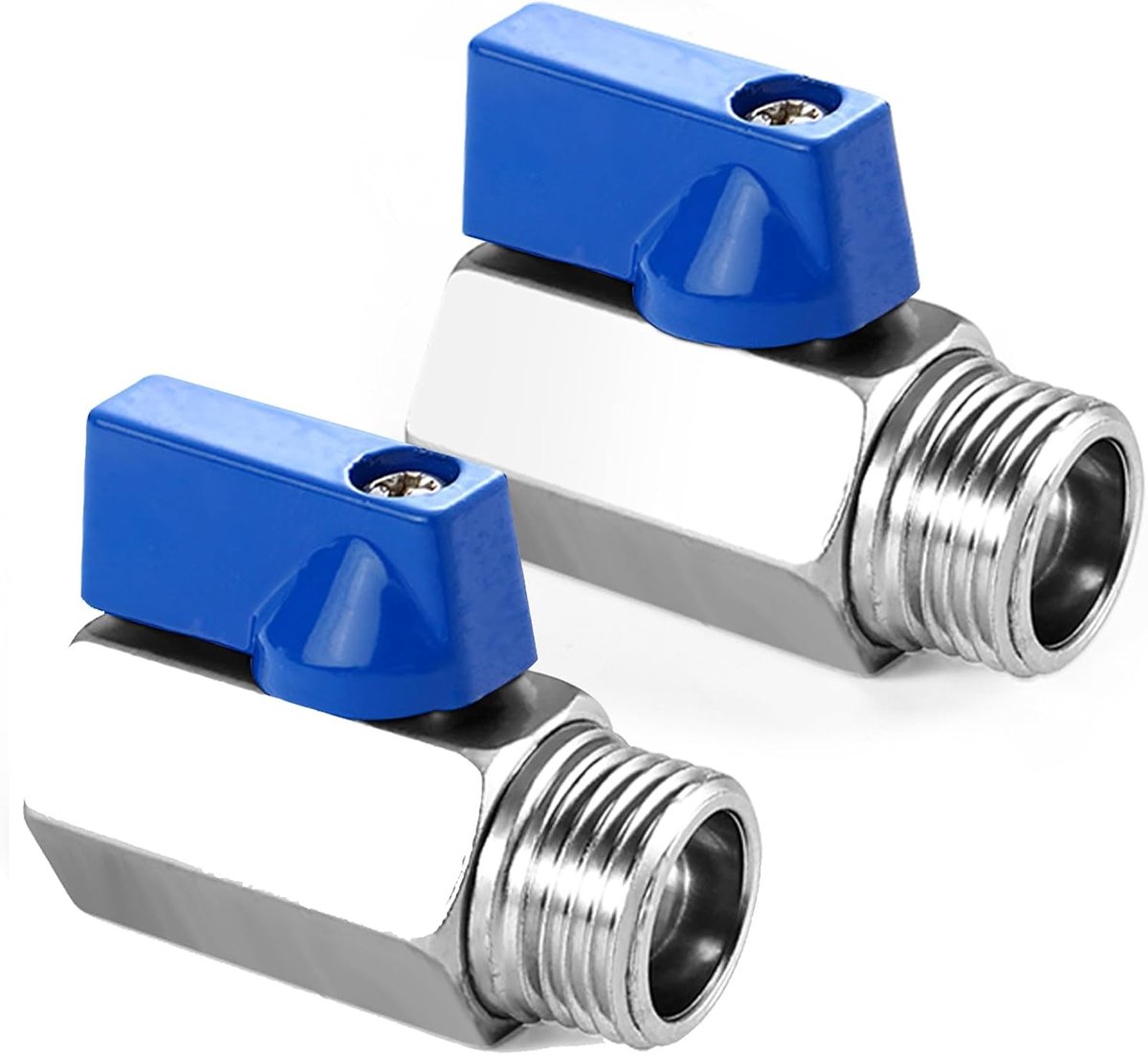 2 Stuks 1/4 Inch Mini-Kogelkraan, AG x IG Kogelventiel, G1/4 Messing Afsluitschakelaar Met Blauwe Handgreep, Ballonkraanschakelaar, DN8, Voor Water, Olie, Gas