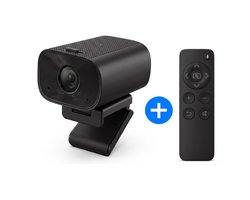 SyncGear Webcam 4K Pro Inclusief Afstandsbediening – AI Ruisonderdrukking – Ingebouwde Speaker – Privacy Cover – USB Plug & Play – Webcam voor Thuiswerken & Vergaderen – Windows & macOS