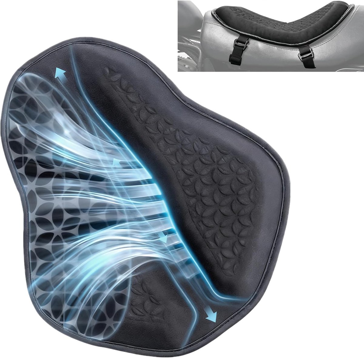 gelzitkussen, universeel, verbeterde ventilatieopeningen, 3D-honingraatstructuur, stoelbekleding, ademend en schokdempend, zacht, comfortabel voor lange ritten