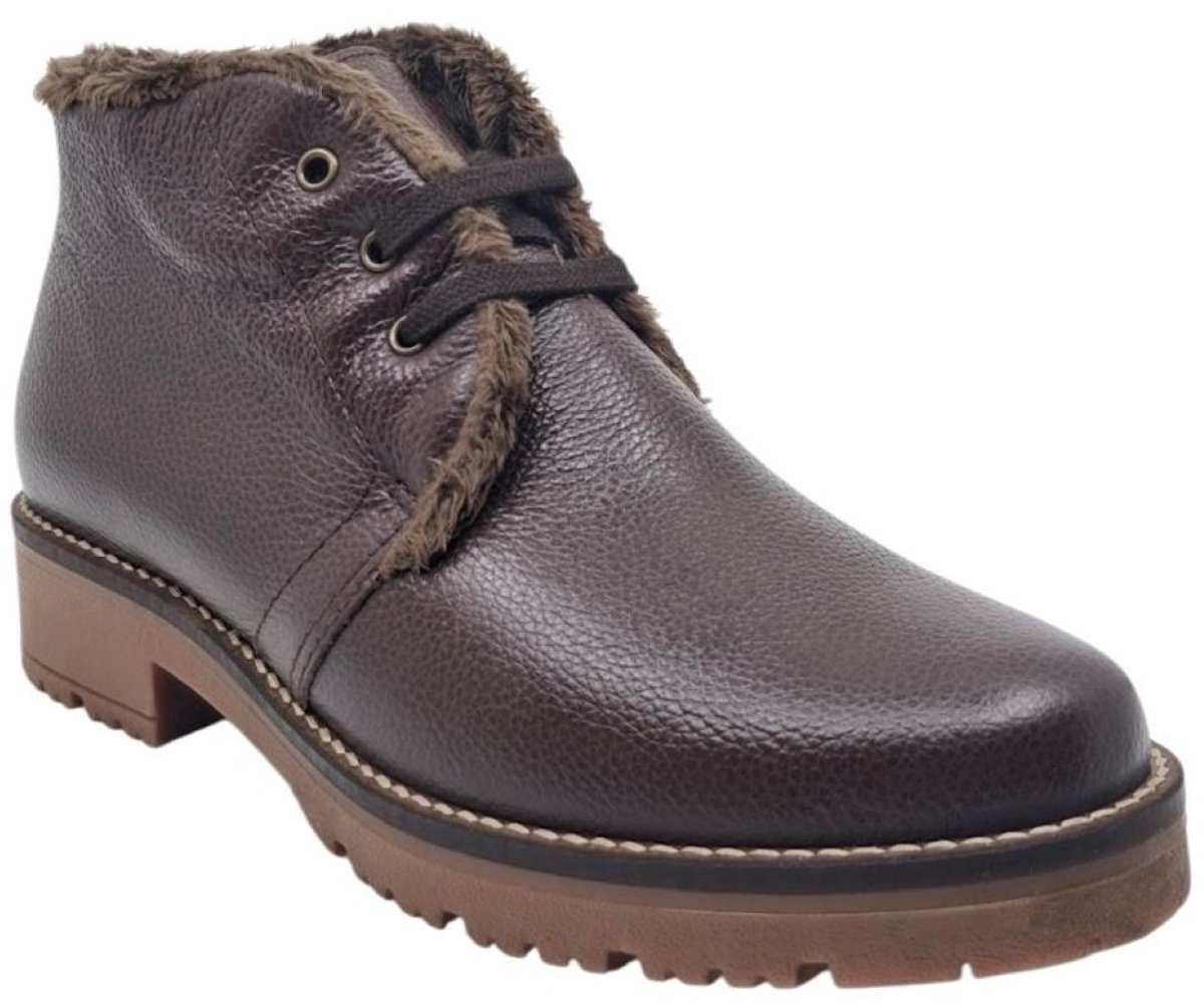 Pitillos marron safari bottine in napa leder met wol