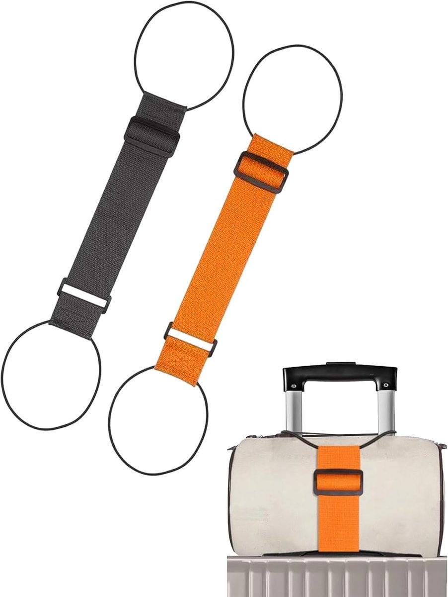 2 stuks elastische bevestigingsriem voor bagage, elastische kofferriem, bevestigingsriem voor bagage, verstelbare kofferriemen, veilige bevestiging, draagbare reisaccessoires (zwart/oranje)