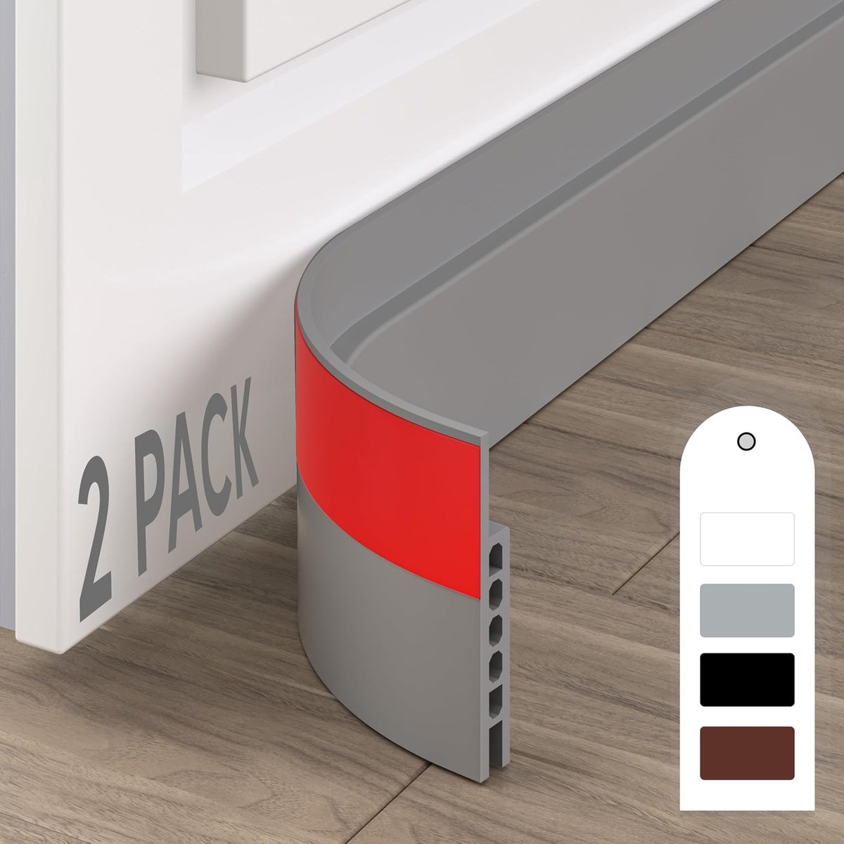 Tochtstopper-Zelfklevende Deurafdichting Tochtstopper voor Onderaan Deuren,Weerbestendig, Geluidsisolatie,Siliconen Deurstopper, 100 cm x 5 cm,Grijs-2 stuks