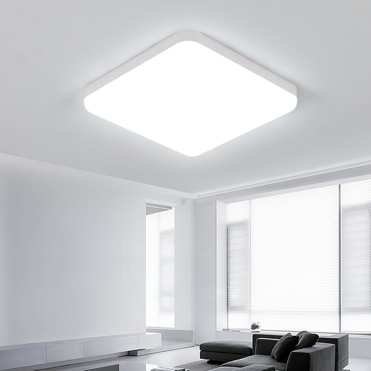 Led-plafondlamp, 25 cm, 32 W, koudwit, Ip54 waterdicht, vierkant