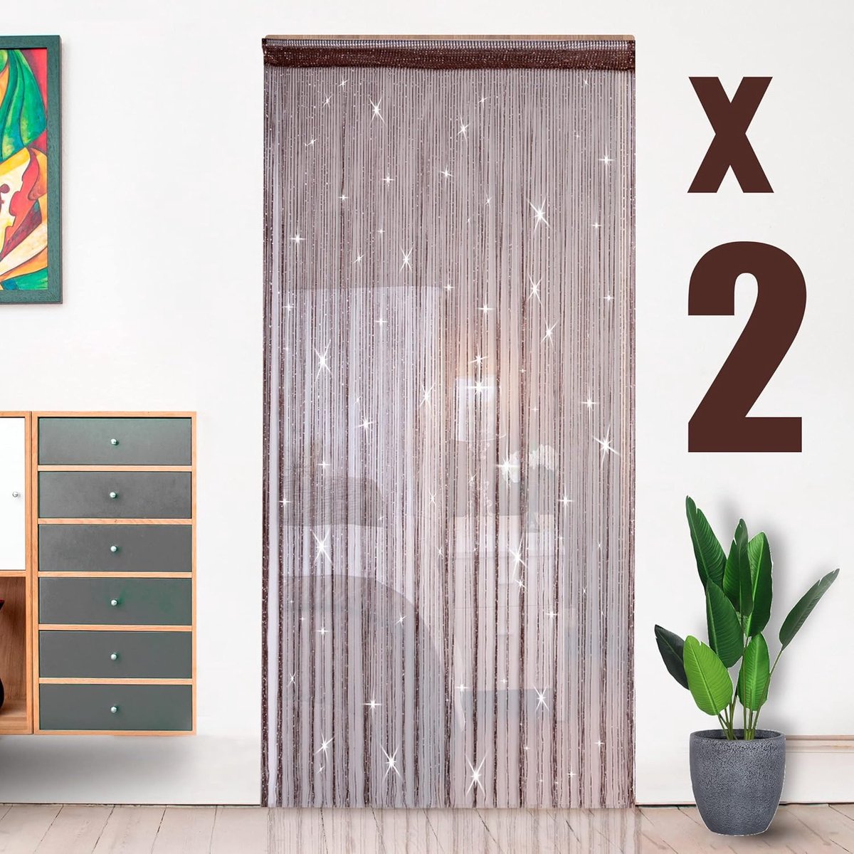 2 stuks draadgordijngordijngordijn 100 x 200cm effen kleur glitter