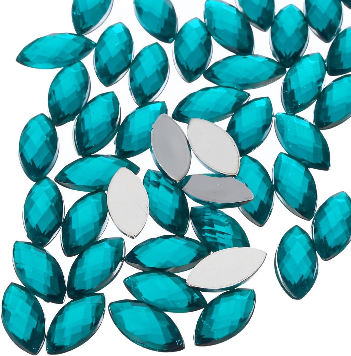 Strassteentjes van acryl, 100 stuks, 7 mm x 15 mm