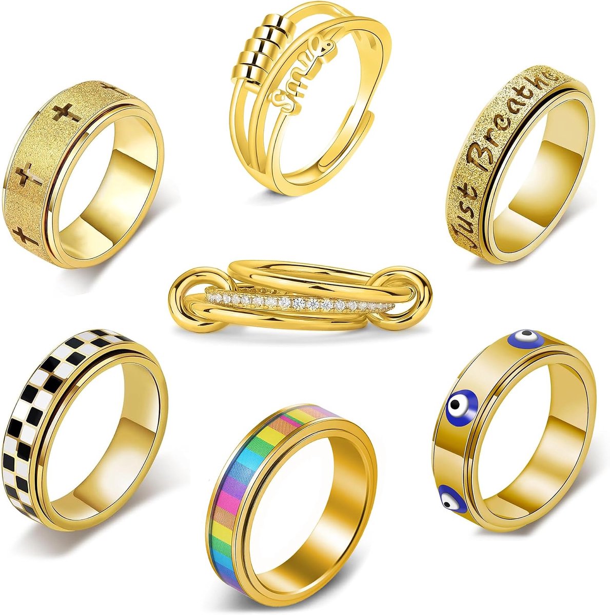 Ringen van staal, set interlocking en verstelbaar met zirkonia
